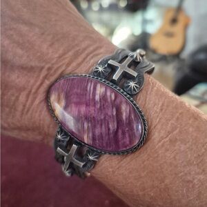 Unique Purple Spiny & Sterling Cuff